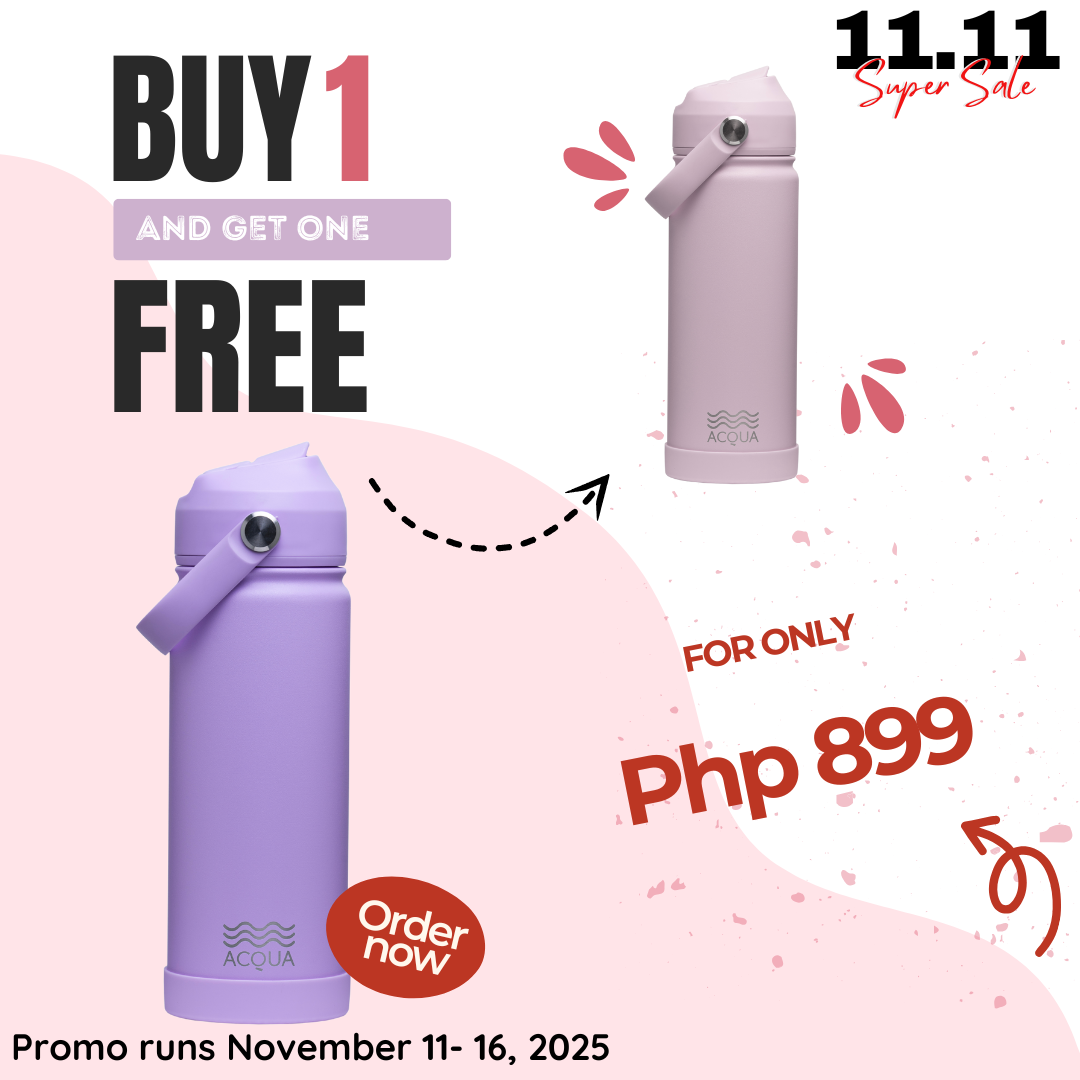 Acqua Flip Sip & Go! Double Wall Insulated Stainless Steel Water Bottle Lush Lilac 18 oz