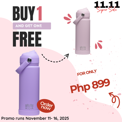 Acqua Flip Sip & Go! Double Wall Insulated Stainless Steel Water Bottle Lush Lilac 18 oz