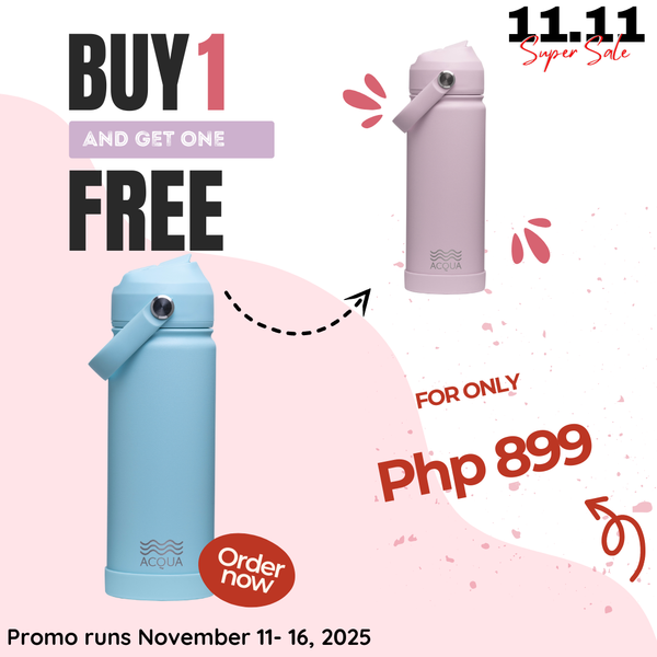 Acqua Flip Sip & Go! Double Wall Insulated Stainless Steel Water Bottle Seafoam Blue 18 oz