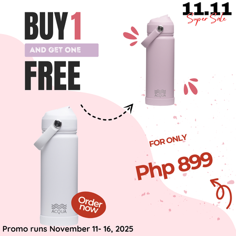 Acqua Flip Sip & Go! Double Wall Insulated Stainless Steel Water Cloudy White 18 oz