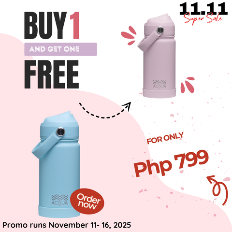 Acqua Flip Sip & Go! Double Wall Insulated Stainless Steel Water Bottle Seafoam Blue 12 oz