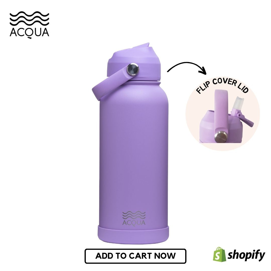 Acqua Flip Sip & Go! Double Wall Insulated Stainless Steel Water Bottle Lush Lilac 32oz