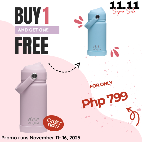 Acqua Flip Sip & Go! Double Wall Insulated Stainless Steel Water Bottle Rose Punch Pink 12 oz