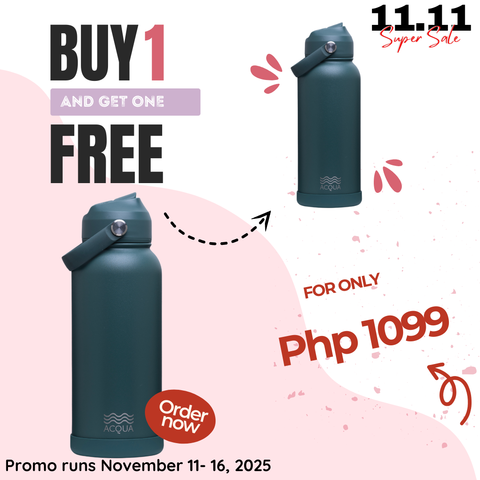 Acqua Flip Sip & Go! Double Wall Insulated Stainless Steel Water Bottle Seaweed Green 32oz