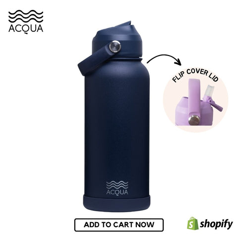 Aquapelli Vacuum Insulated Sport Bottle, 16 Ounces, Blueprint Blue