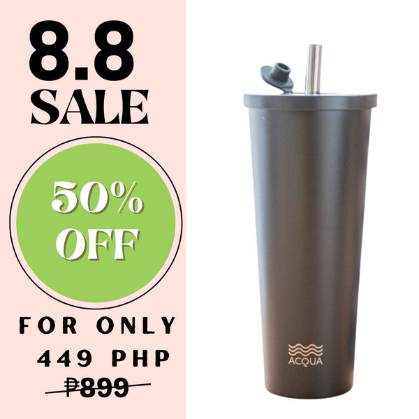 Acqua Bottles Boba Cup Charcoal Black